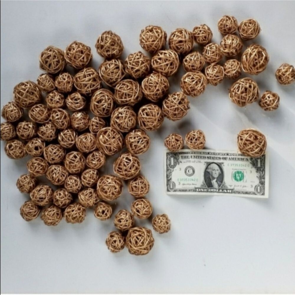 72 Wicker Rattan Balls Home Decor Crafting Supplies Special Event Tables Gold
